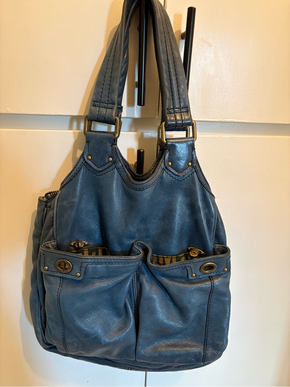 Marc by Marc Jacobs Vintage Totally Turnlock Teri Teal Blue Leather Shoulder Bag